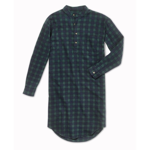 Lee Valley Ireland - Cotton Flannel Nightshirt Green Blue Tartan Plaid - XXXL - Picture 2 of 2
